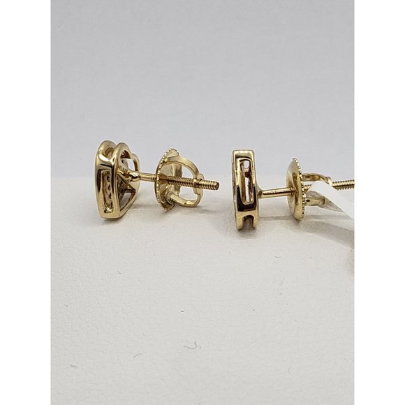 .10ct G SI 10K Yellow Gold Diamond Heart Shaped Fashion Earrings - Picture 6 of 7